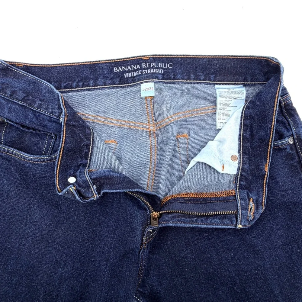 Banana Republic Vintage Straight Jeans Mens 32x34 Dark Indigo Excellent Cotton